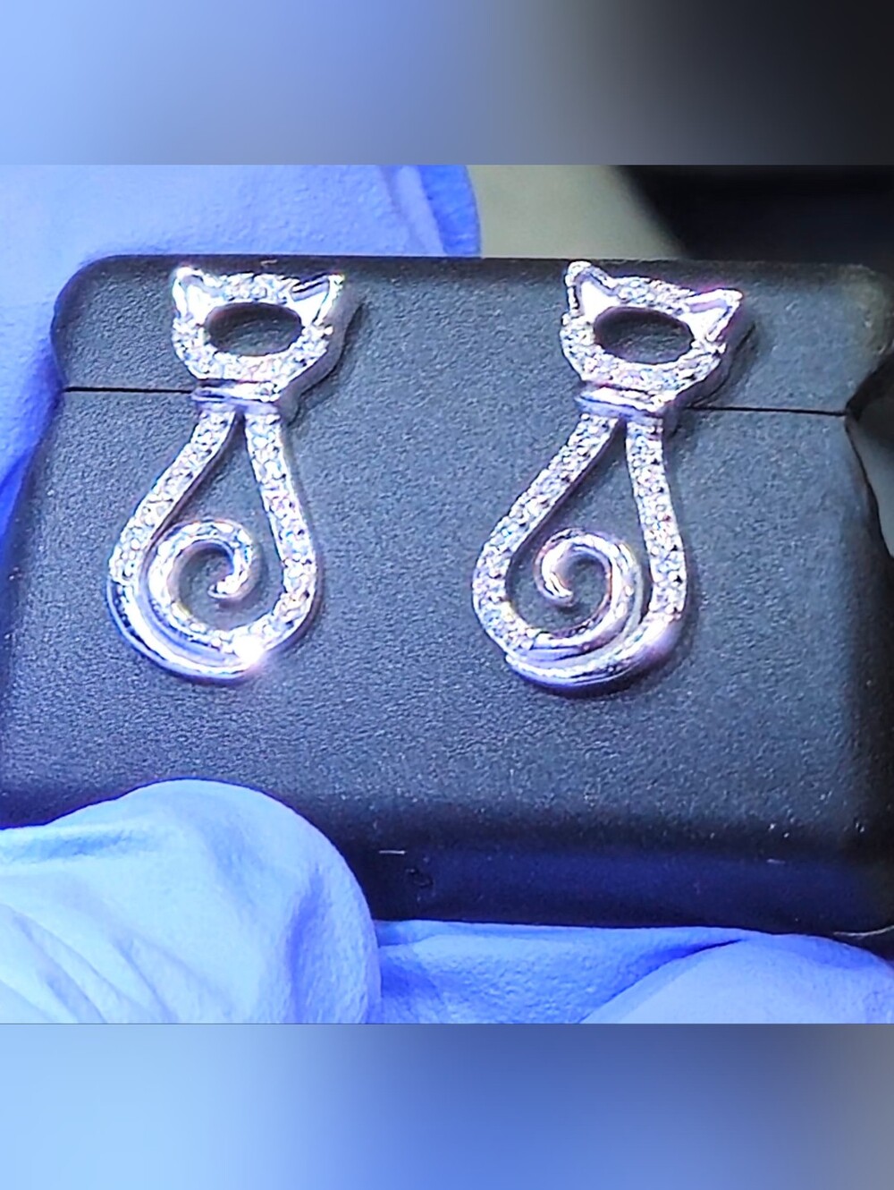 925 Sterling Silver Moissanite Cat Stud Earrings 0.50CTW